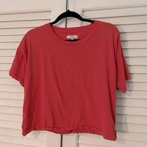 Madewell Coral oversized crop tshirt